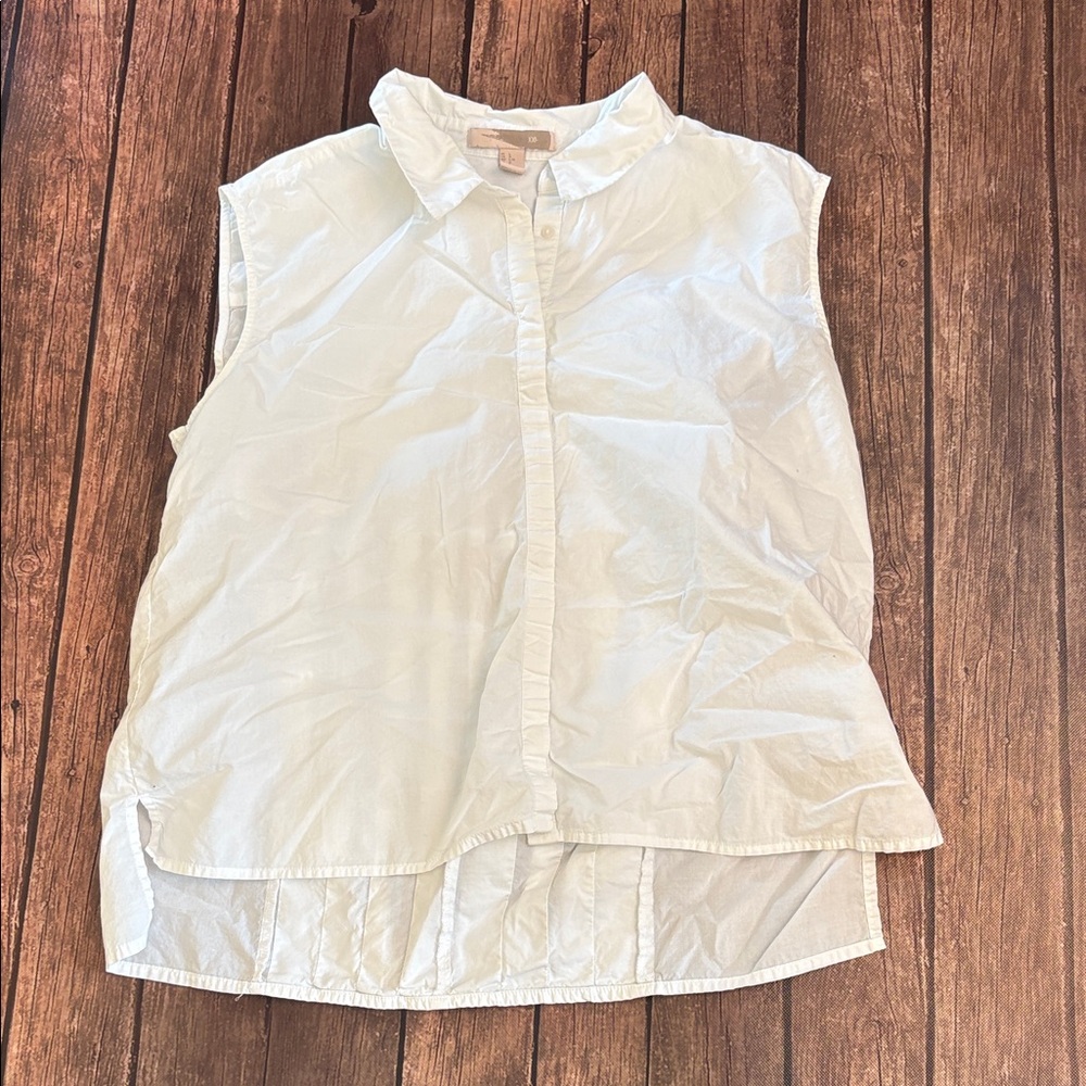 Forever 21 Sleeveless White Cotton Button-Down Shirt Sz L